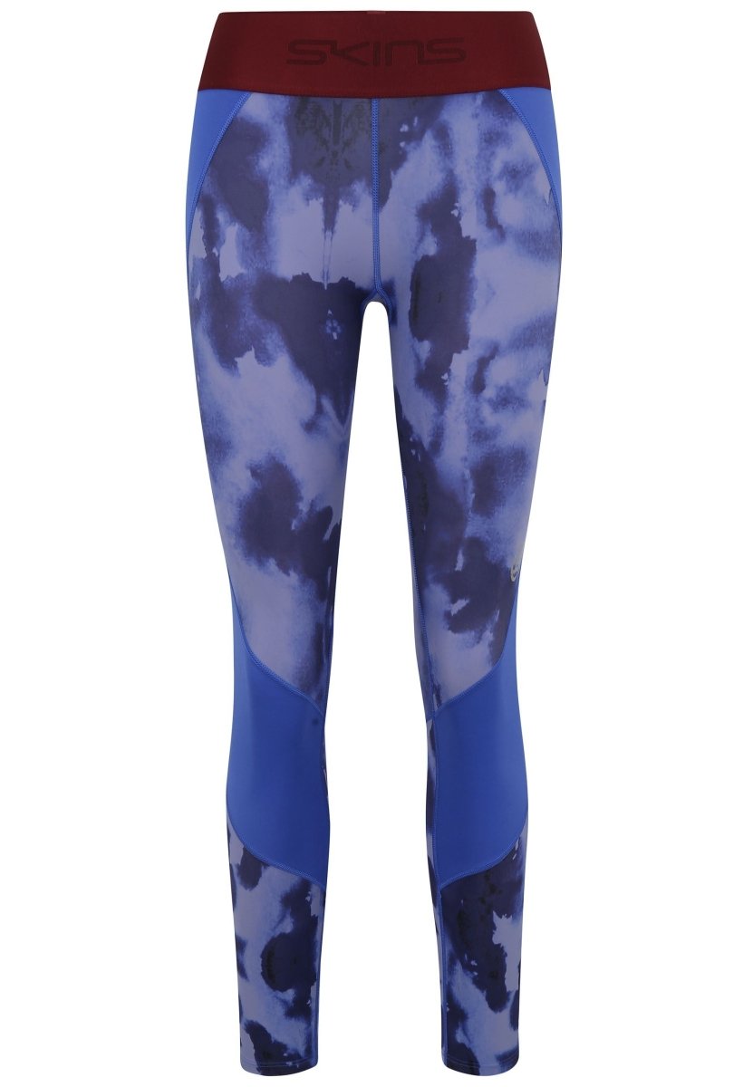 Skins - S3 Long Tights Kompressionshose Damen - Blue Camo - SK - ST40301190540XS - Sportbrands24