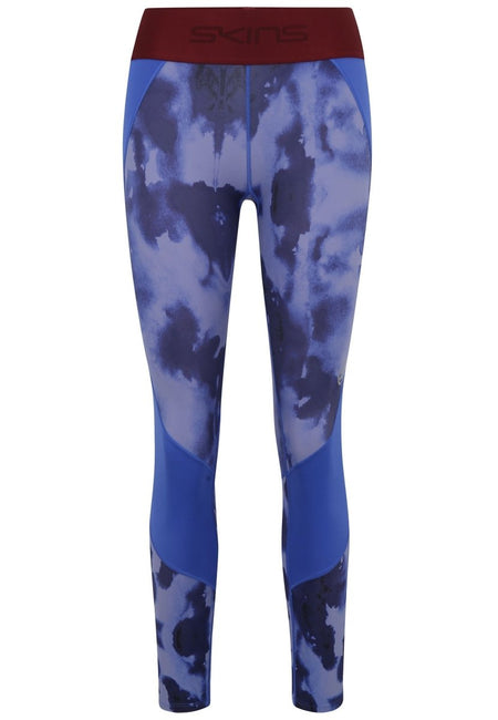 Skins - S3 Long Tights Kompressionshose Damen - Blue Camo - SK - ST40301190540XS - Sportbrands24