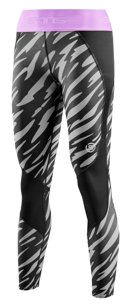 Skins - S3 Long Tights Kompressionshose Damen - Wild Black Steel - SK-ST40301190553XS - Sportbrands24