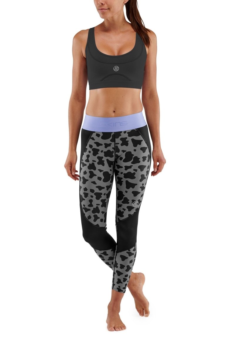 Skins - S3 Long Tights Kompressionshose Damen - Animal Black - SK - ST40301190555XS - Sportbrands24