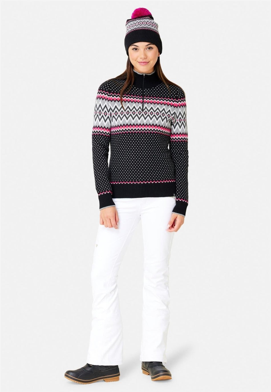 Krimson Klover - Sunny Zip Neck Sweater Damen - black/pink - KK - F23165 - 653 - XS - Sportbrands24