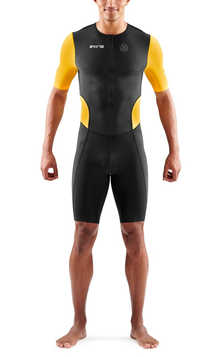 Skins - Brand S/S Triathlonanzug Herren - black/zest - SK-TR00440620075M - Sportbrands24