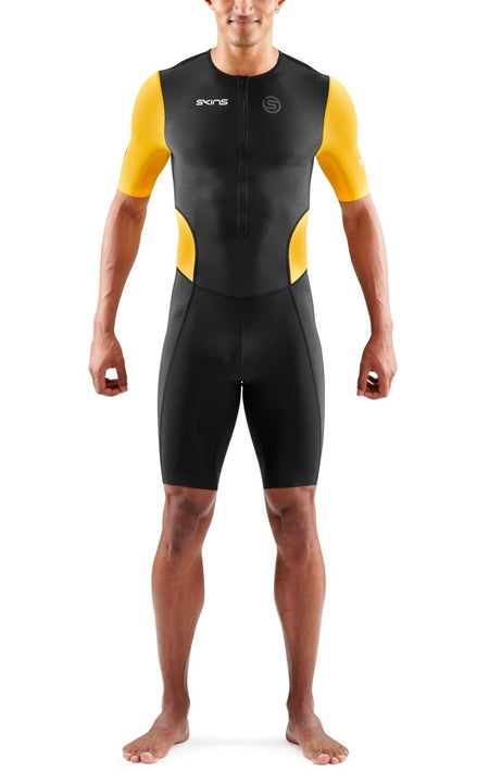 Skins - Brand S/S Triathlonanzug Herren - black/zest - SK-TR00440620075M - Sportbrands24