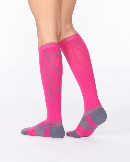 2XU - Unisex Vectr L.Cush Full Length Sportsocke - hot pink/grey - 2X-UA5155E-HPK/GRY-L1 - Sportbrands24