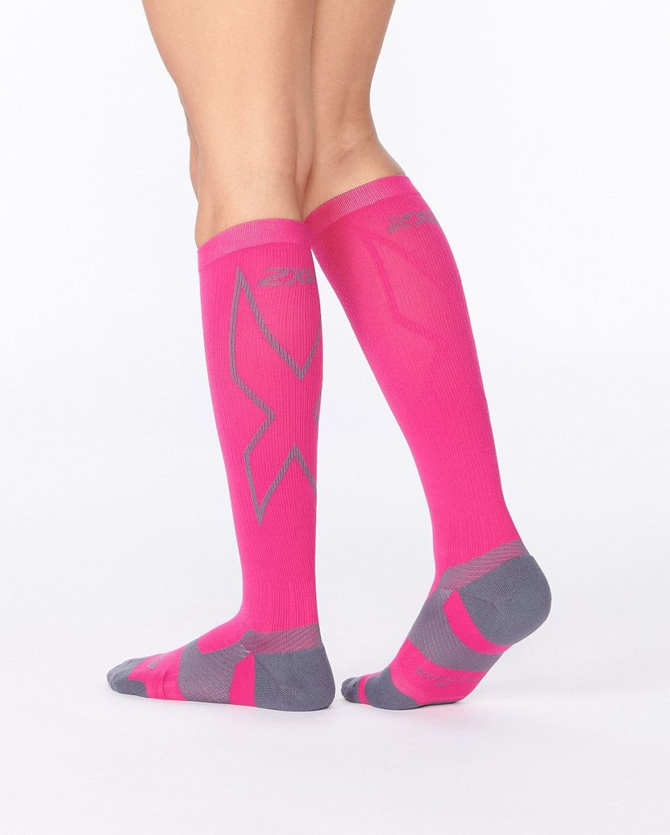 2XU - Unisex Vectr L.Cush Full Length Sportsocke - hot pink/grey - 2X-UA5155E-HPK/GRY-L1 - Sportbrands24