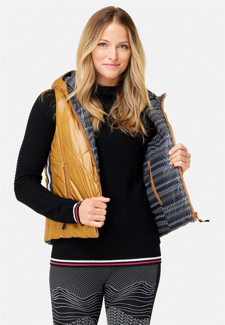 Krimson Klover - Vesta Hooded Reversible Vest Steppweste Damen - hazel/black - KK - F23140 - 219 - XS - Sportbrands24