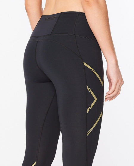 2XU - Light Speed Mid - Rise Comp Lauftights Damen - black/gold reflective - 2X-WA6523B-BLK/GRF-MT - Sportbrands24