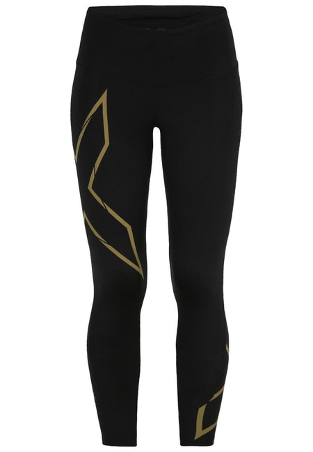 2XU - Light Speed Mid - Rise Comp Lauftights Damen - black/gold reflective - 2X-WA6523B-BLK/GRF-MT - Sportbrands24