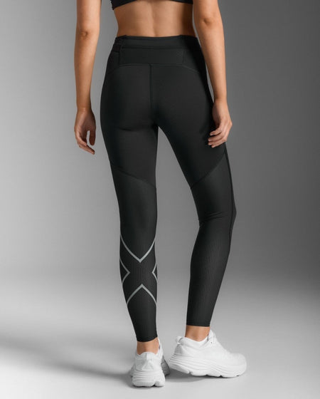 2XU - Aero Mesh Hi - Rise Comp Tight Lauftight Damen - black/silver reflective - 2X-WA7378B-BLK/SRF-S - Sportbrands24