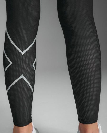 2XU - Aero Mesh Hi - Rise Comp Tight Lauftight Damen - black/silver reflective - 2X-WA7378B-BLK/SRF-XXS - Sportbrands24