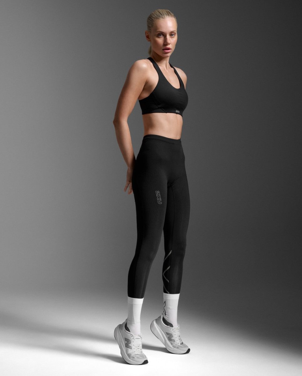 2XU - Light Speed React Hi - Rise Tight Lauftights Damen - black/black reflective - 2X-WA7516B-BLK/BRF-XXS - Sportbrands24