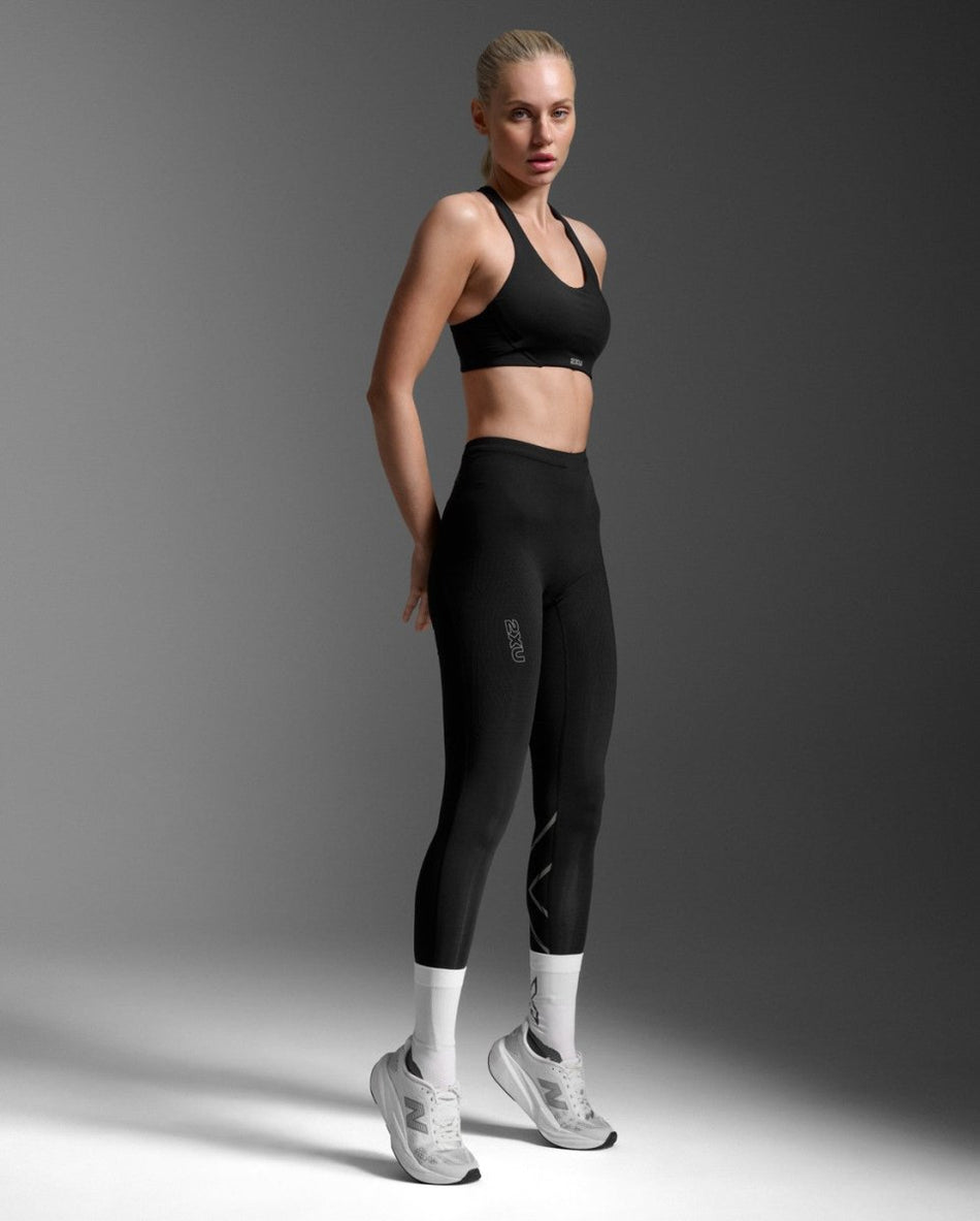 2XU - Light Speed React Hi - Rise Tight Lauftights Damen - black/black reflective - 2X-WA7516B-BLK/BRF-XXS - Sportbrands24