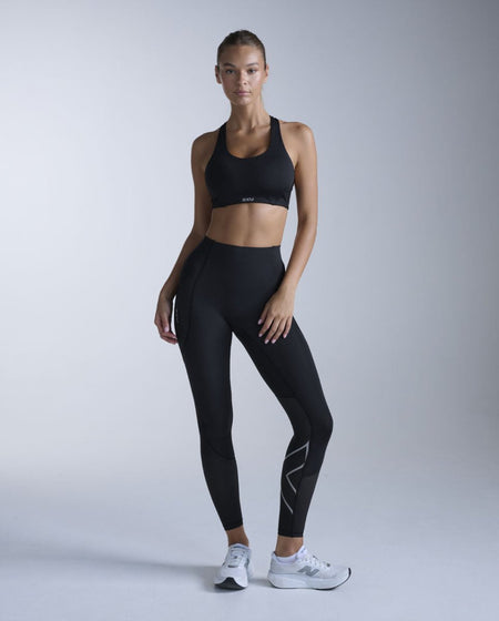 2XU - Aero Mesh Hi - Rise Tights Kompressionstight Damen - black/silver reflective - 2X-WA7573B-BLK/SRF-XXS - Sportbrands24