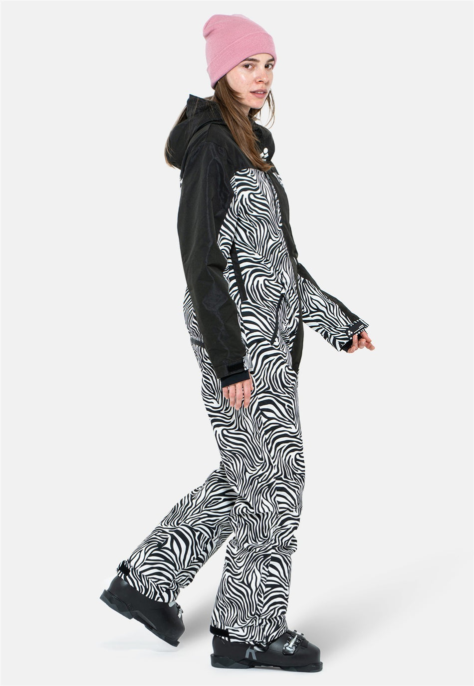 Snow Suit Overall Damen - black & white zebra