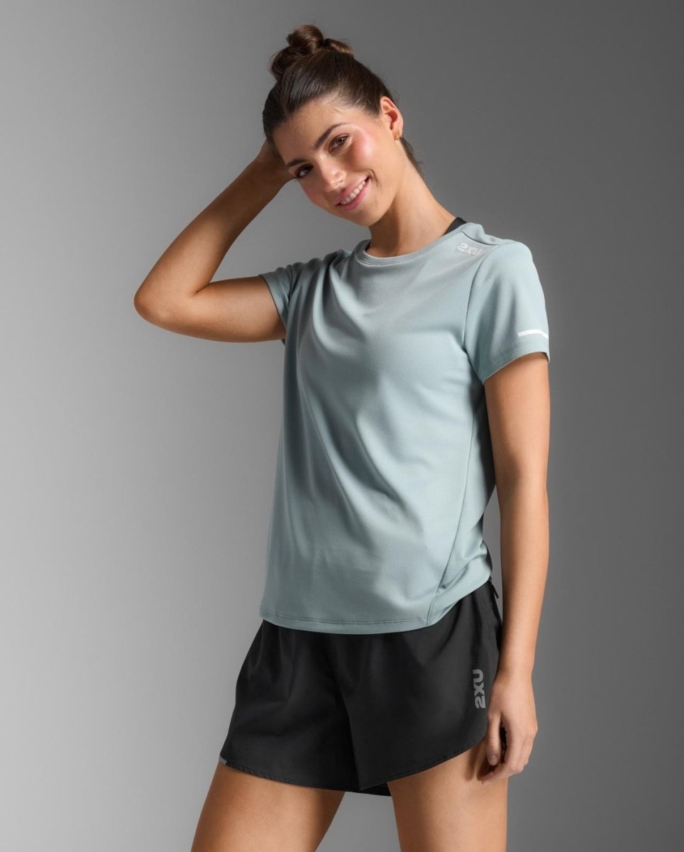 2XU - Aero T-Shirt Damen - smoke blue/white reflective - 2X - WR6565A - SMB/WRF - XXS - Sportbrands24