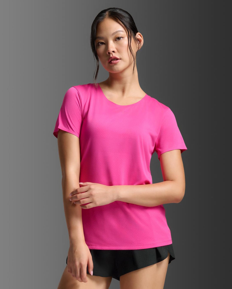 Light Speed Tech Tee Laufshirt Damen - fuchsia/fuchsia reflective