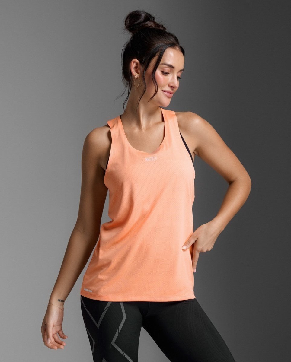 2XU - Light Speed Tech Singlet Laufshirt Damen - digital peach/white reflective - 2X-WR7153A-DGP/WRF-XXS - Sportbrands24