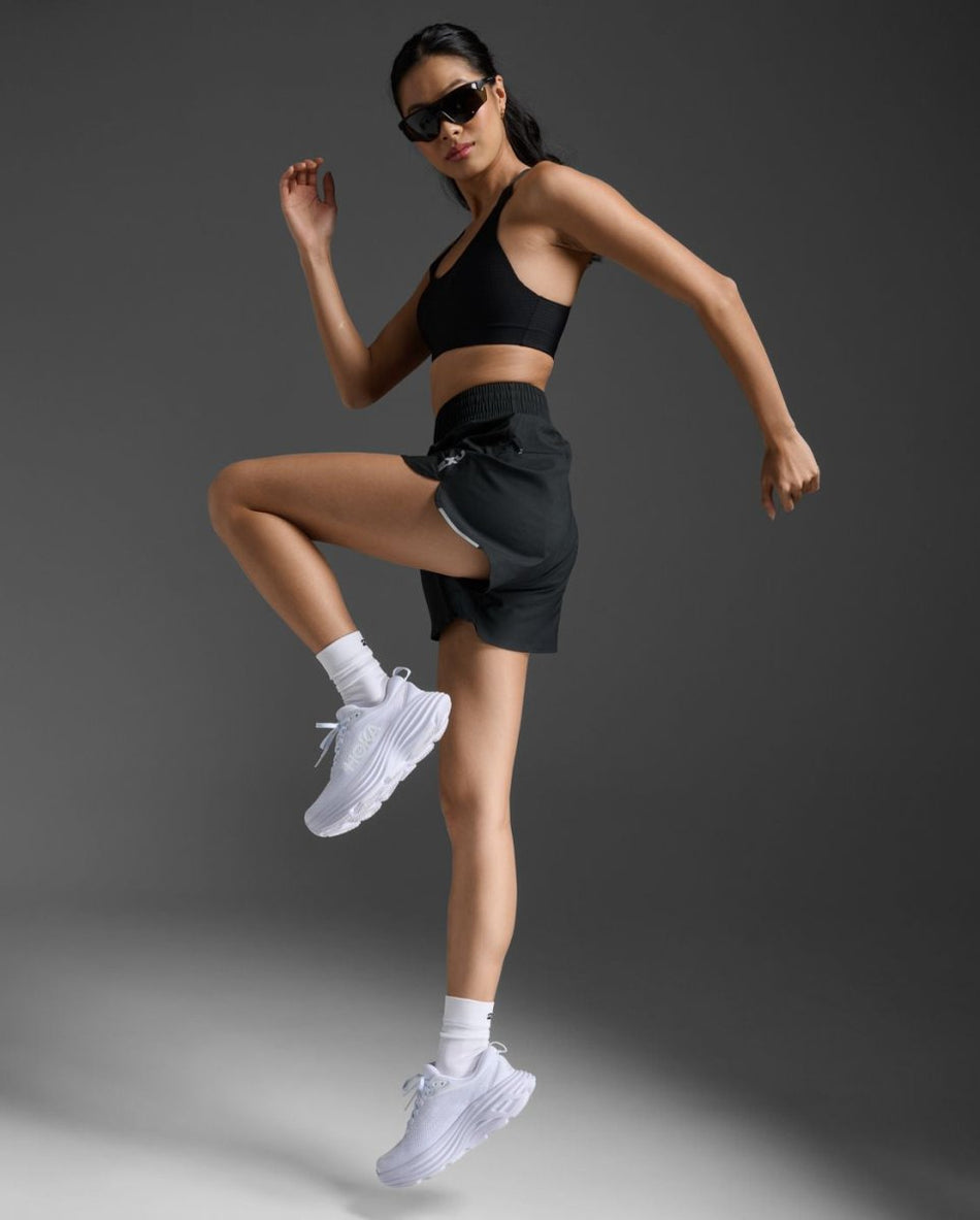 2XU - Aero Hi - Rise 4 Inch Shorts Laufshort Damen - black/silver reflective - 2X - WR7237B - BLK/SRF - XS - Sportbrands24