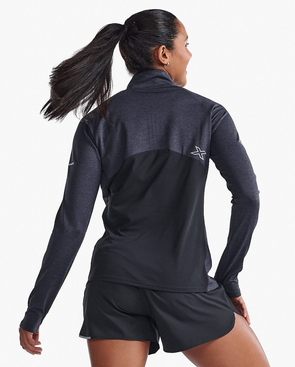 2XU - Aero 1/2 Zip Longsleeve Damen - black/silver reflective - 2X-WR7245A-BLK/SRF-XXS - Sportbrands24