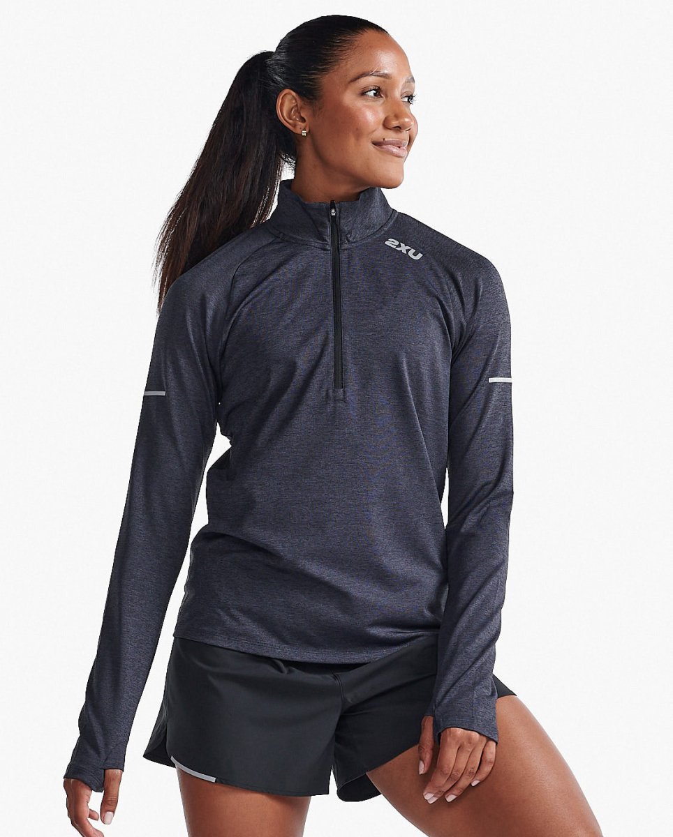 2XU - Aero 1/2 Zip Longsleeve Damen - black/silver reflective - 2X-WR7245A-BLK/SRF-XXS - Sportbrands24