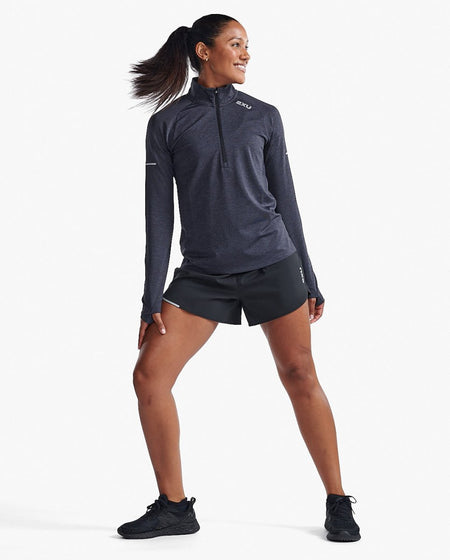 2XU - Aero 1/2 Zip Longsleeve Damen - black/silver reflective - 2X-WR7245A-BLK/SRF-XXS - Sportbrands24