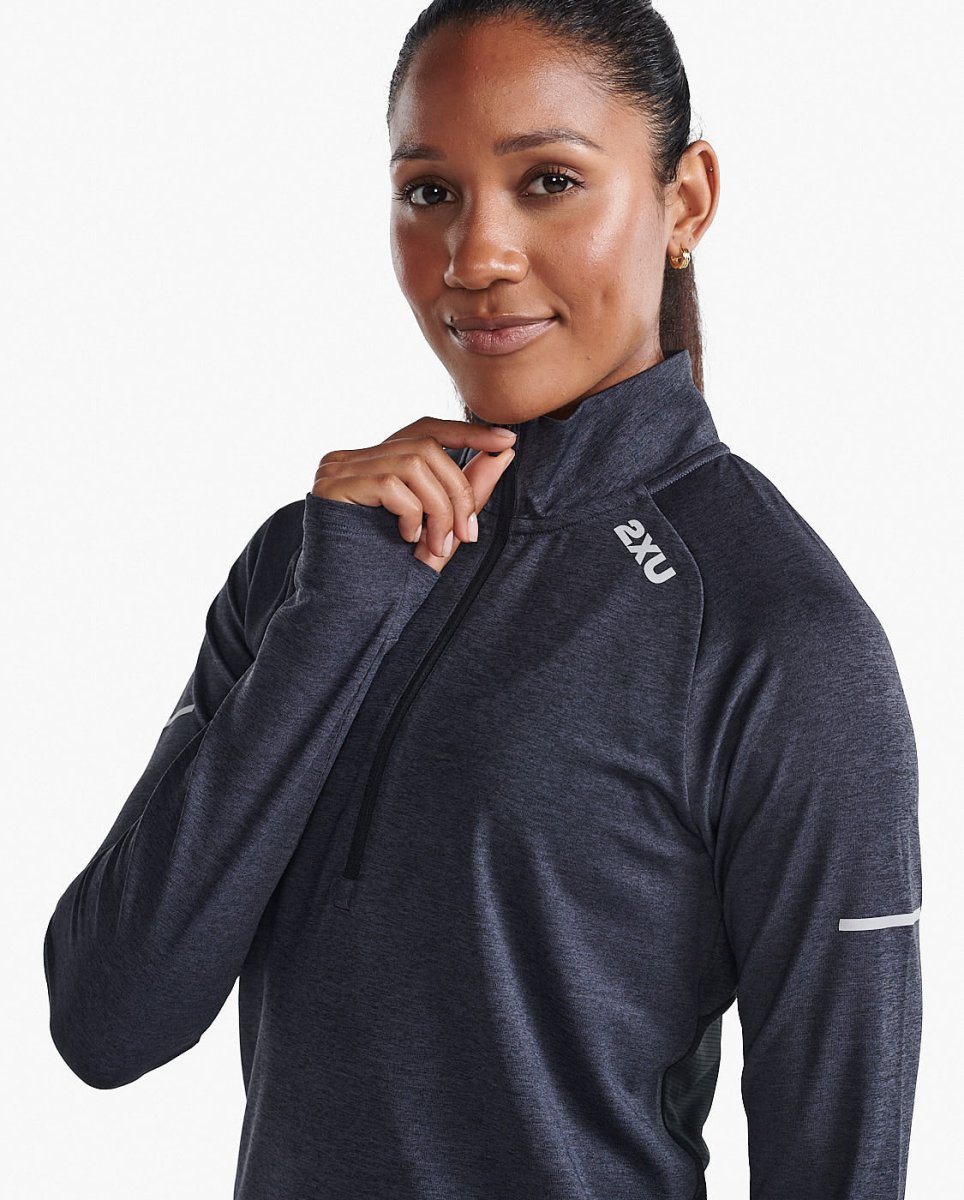2XU - Aero 1/2 Zip Longsleeve Damen - black/silver reflective - 2X-WR7245A-BLK/SRF-XXS - Sportbrands24