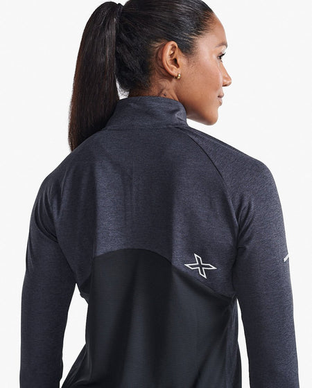 2XU - Aero 1/2 Zip Longsleeve Damen - black/silver reflective - 2X-WR7245A-BLK/SRF-XXS - Sportbrands24