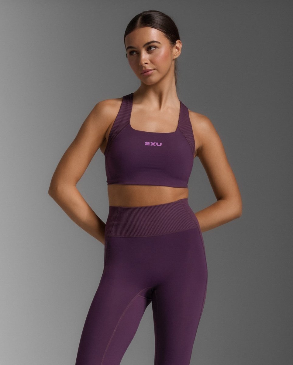 2XU - Robbed Longline Low Impact Bra Sport - BH Damen - port/hyper violet - 2X-WR7280A-POR/HVT-XXS - Sportbrands24