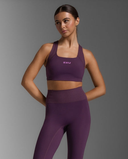 2XU - Robbed Longline Low Impact Bra Sport - BH Damen - port/hyper violet - 2X-WR7280A-POR/HVT-XXS - Sportbrands24