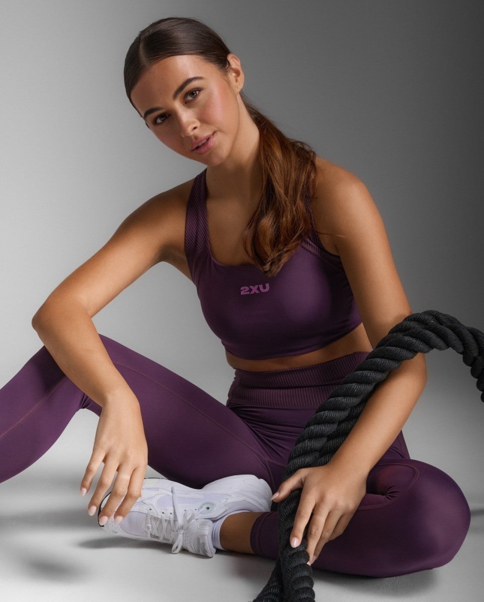 2XU - Robbed Longline Low Impact Bra Sport - BH Damen - port/hyper violet - 2X-WR7280A-POR/HVT-XXS - Sportbrands24