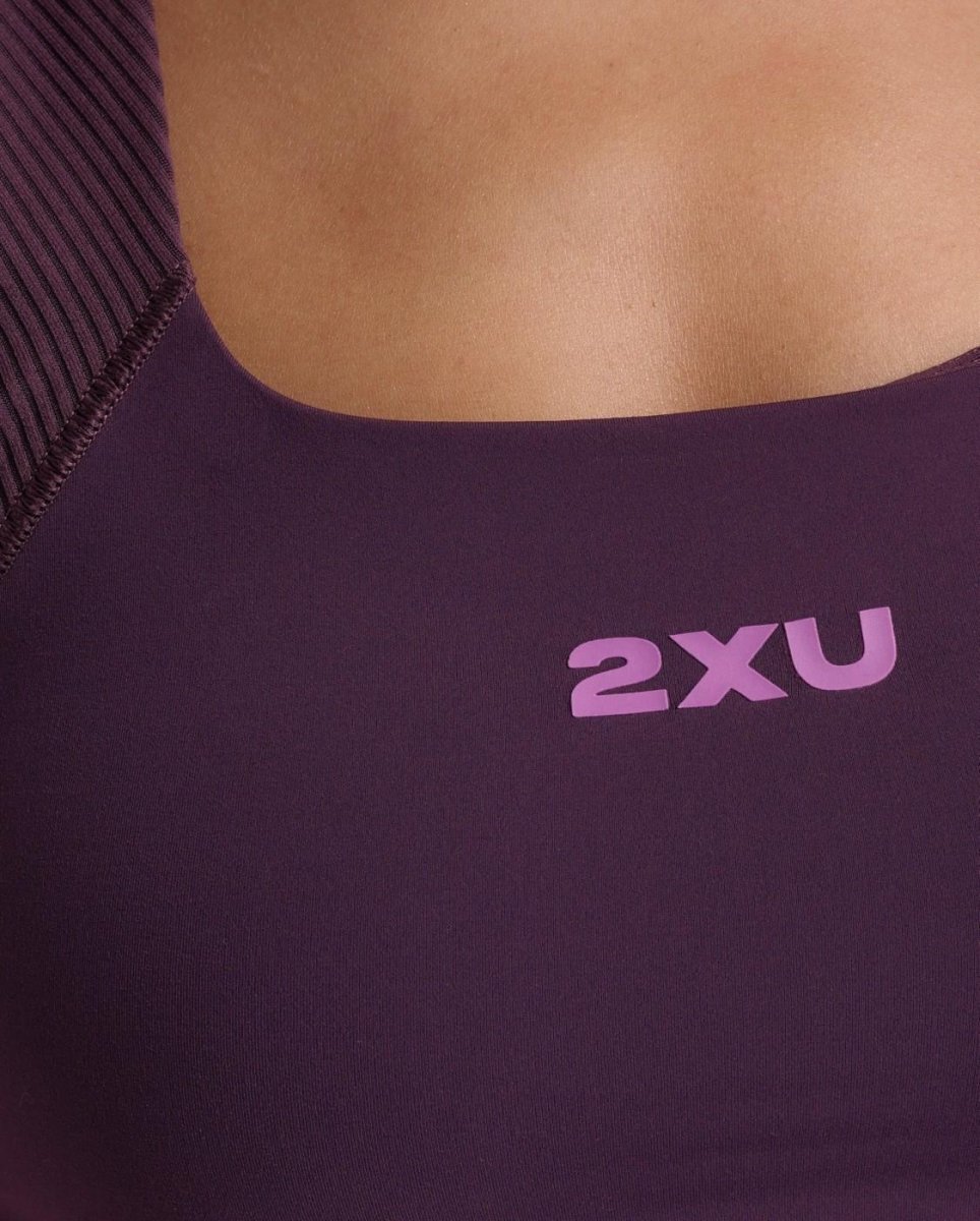 2XU - Robbed Longline Low Impact Bra Sport - BH Damen - port/hyper violet - 2X-WR7280A-POR/HVT-XXS - Sportbrands24