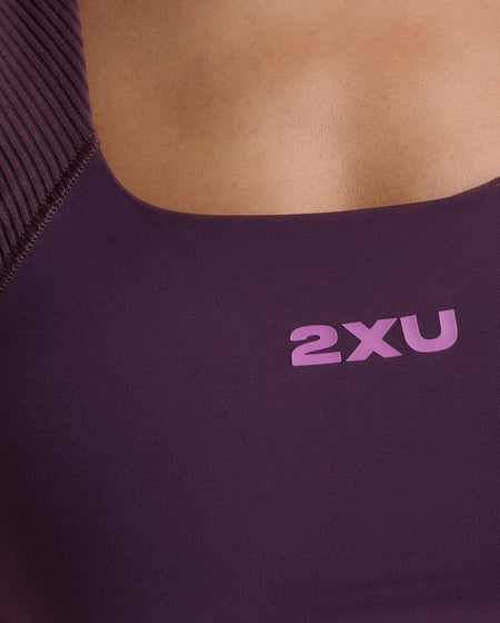 2XU - Robbed Longline Low Impact Bra Sport - BH Damen - port/hyper violet - 2X-WR7280A-POR/HVT-XXS - Sportbrands24