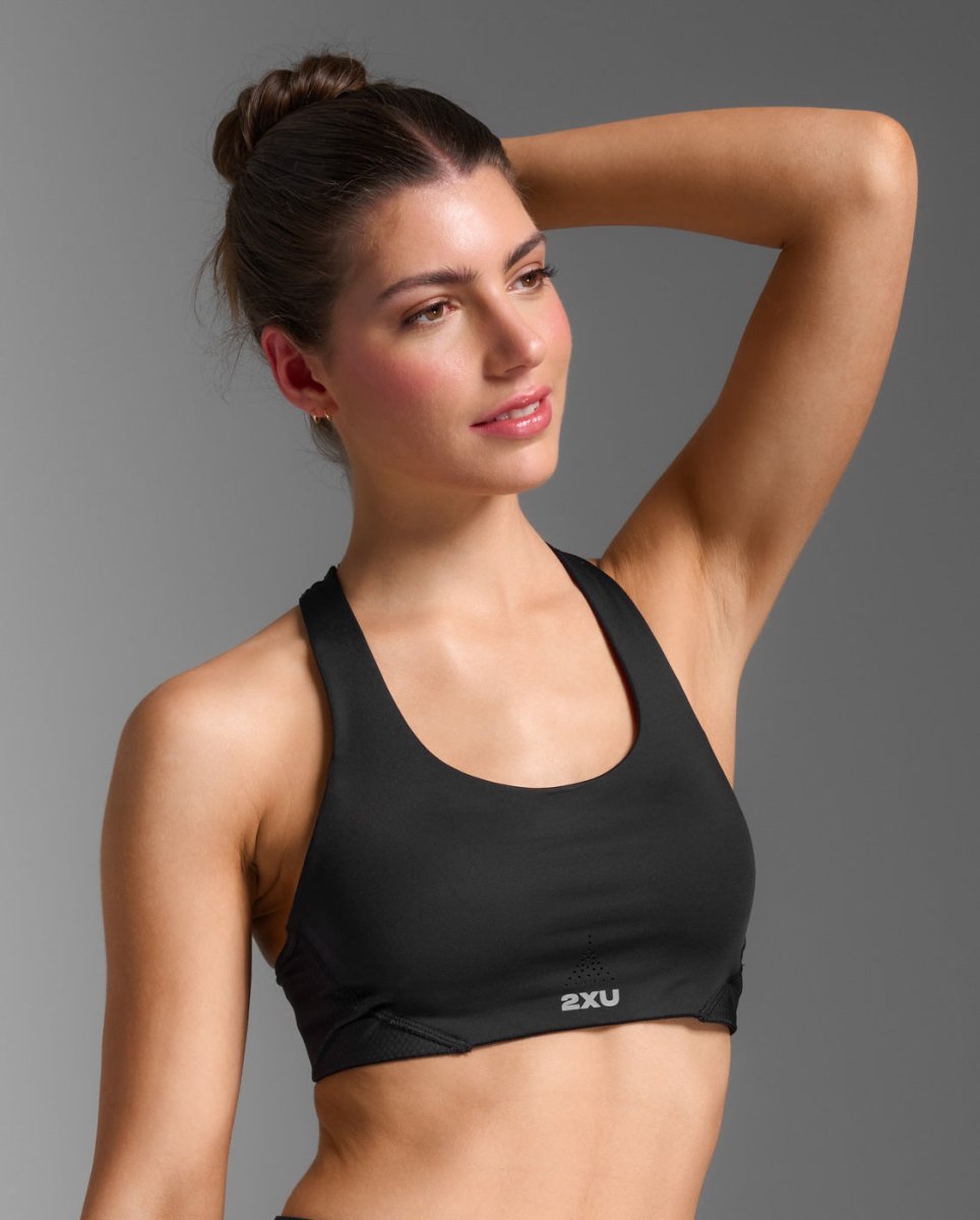 2XU - Aero Mesh Medium Impact Bra Sport - BH Damen - black/silver reflective - 2X-WR7348A-BLK/SRF-L - Sportbrands24