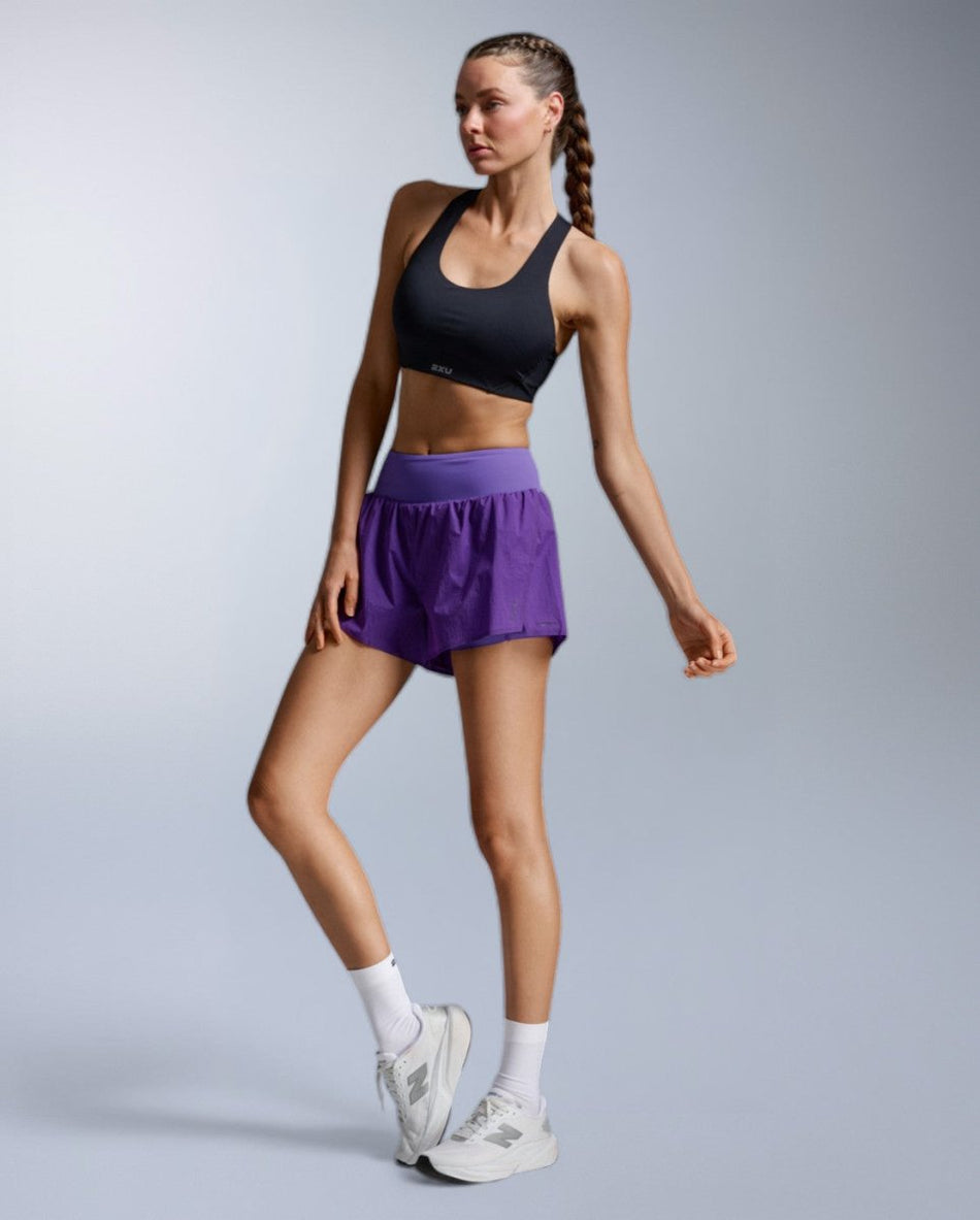 2XU - Aero Hi-Rise 2-in-1 3 Inch Shorts Laufshort Damen - purpleflash/purpleflashreflect - 2X-WR7352B-PFL/PFR-XXS - Sportbrands24