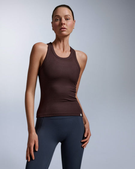 2XU - Fluid Modal Rib Tank Tanktop Damen - bark/white - 2X-WR7412A-BAR/WHT-XS - Sportbrands24