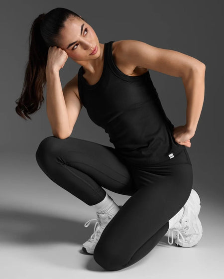 2XU - Fluid Modal Rib Tank Tanktop Damen - black/white - 2X-WR7412A-BLK/WHT-XS - Sportbrands24