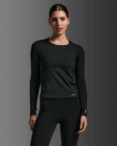 2XU - Ignition Grid Baselayer Longsleeve Damen - black/silver reflective - 2X-WR7417A-BLK/SRF-XXS - Sportbrands24