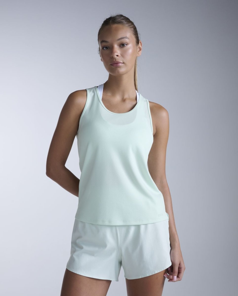 2XU - Aero Mesh Singlet Laufshirt Damen - mint dust/mint reflective - 2X-WR7418A-MND/MDR-XXS - Sportbrands24