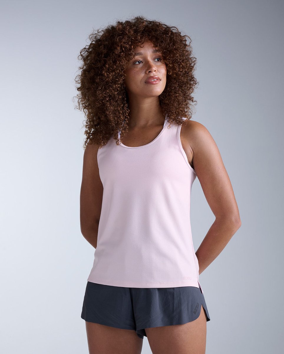 2XU - Aero Mesh Singlet Laufshirt Damen - pink frost/pinkfrostreflective - 2X-WR7418A-PIF/PRF-XXS - Sportbrands24