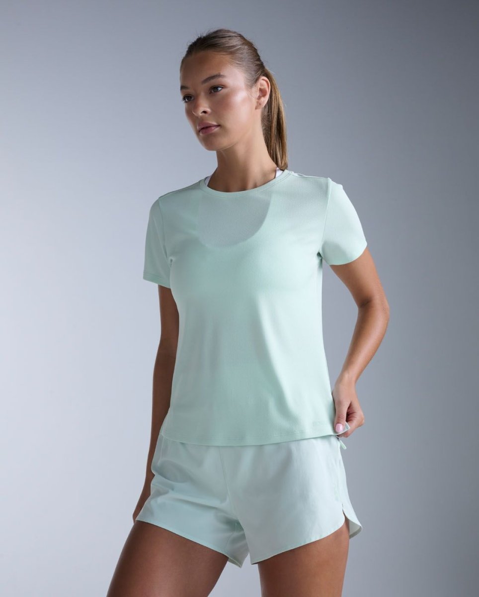 2XU - Aero Mesh Tee Laufshirt Damen - mint dust/mint reflective - 2X-WR7419A-MND/MDR-XXS - Sportbrands24