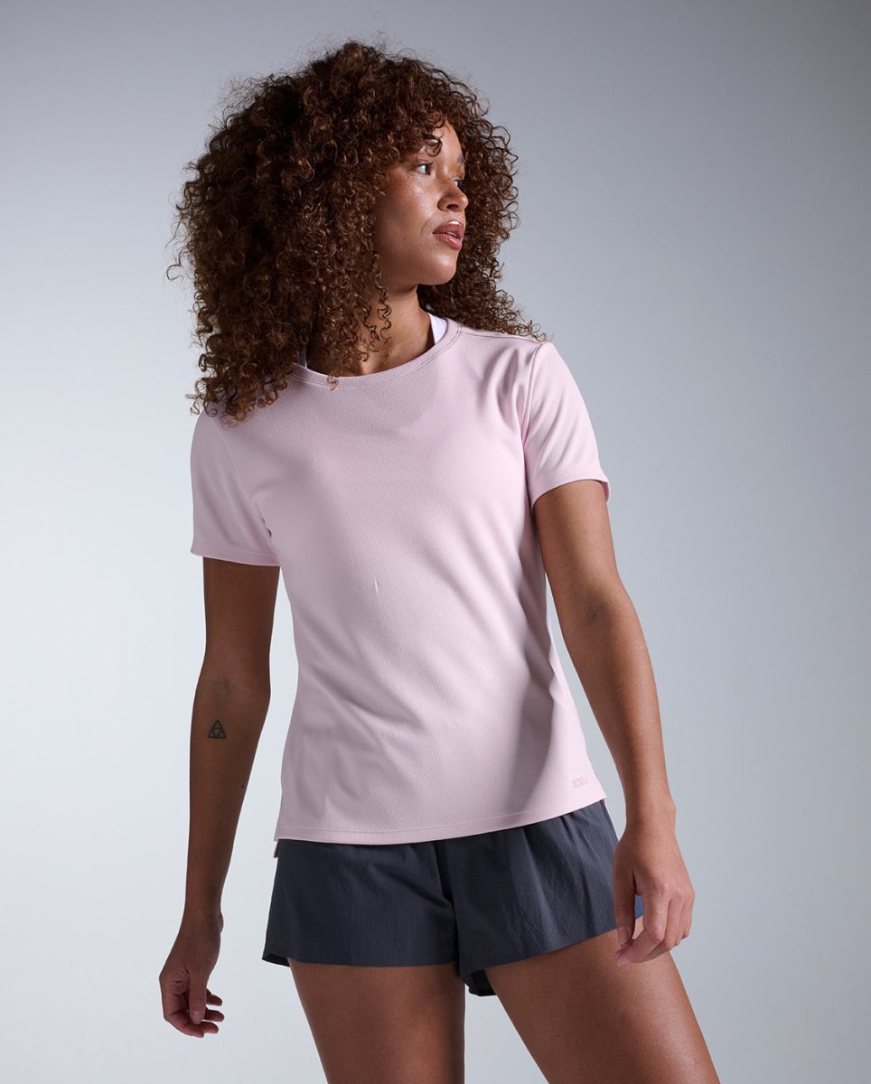 2XU - Aero Mesh Tee Laufshirt Damen - pink frost/pinkfrostreflective - 2X-WR7419A-PIF/PRF-XXS - Sportbrands24