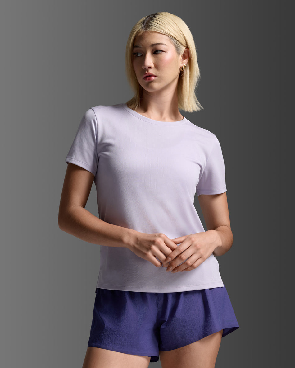 Aero Mesh Tee Laufshirt Damen - virtualviolet/violetreflectiv