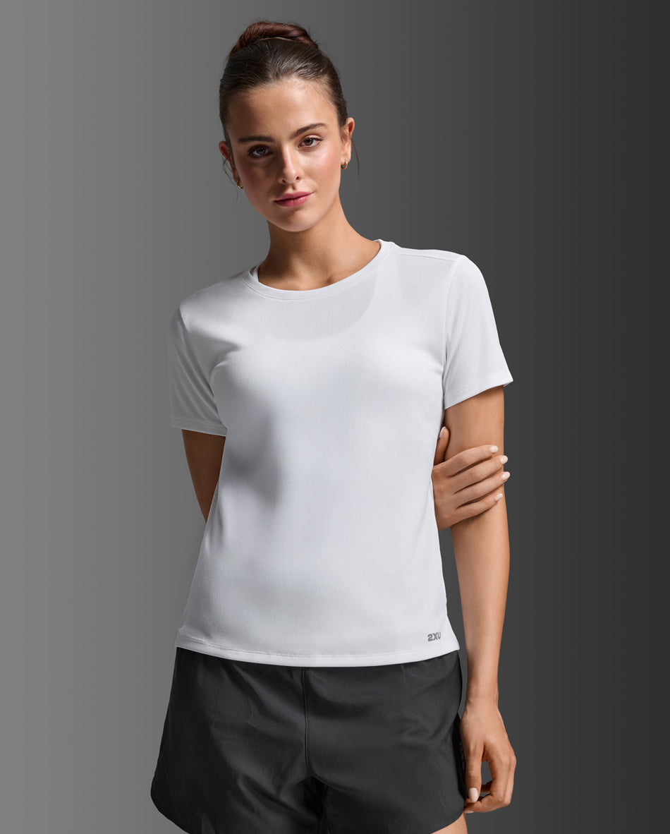 Aero Mesh Tee Laufshirt Damen - white/silver reflective