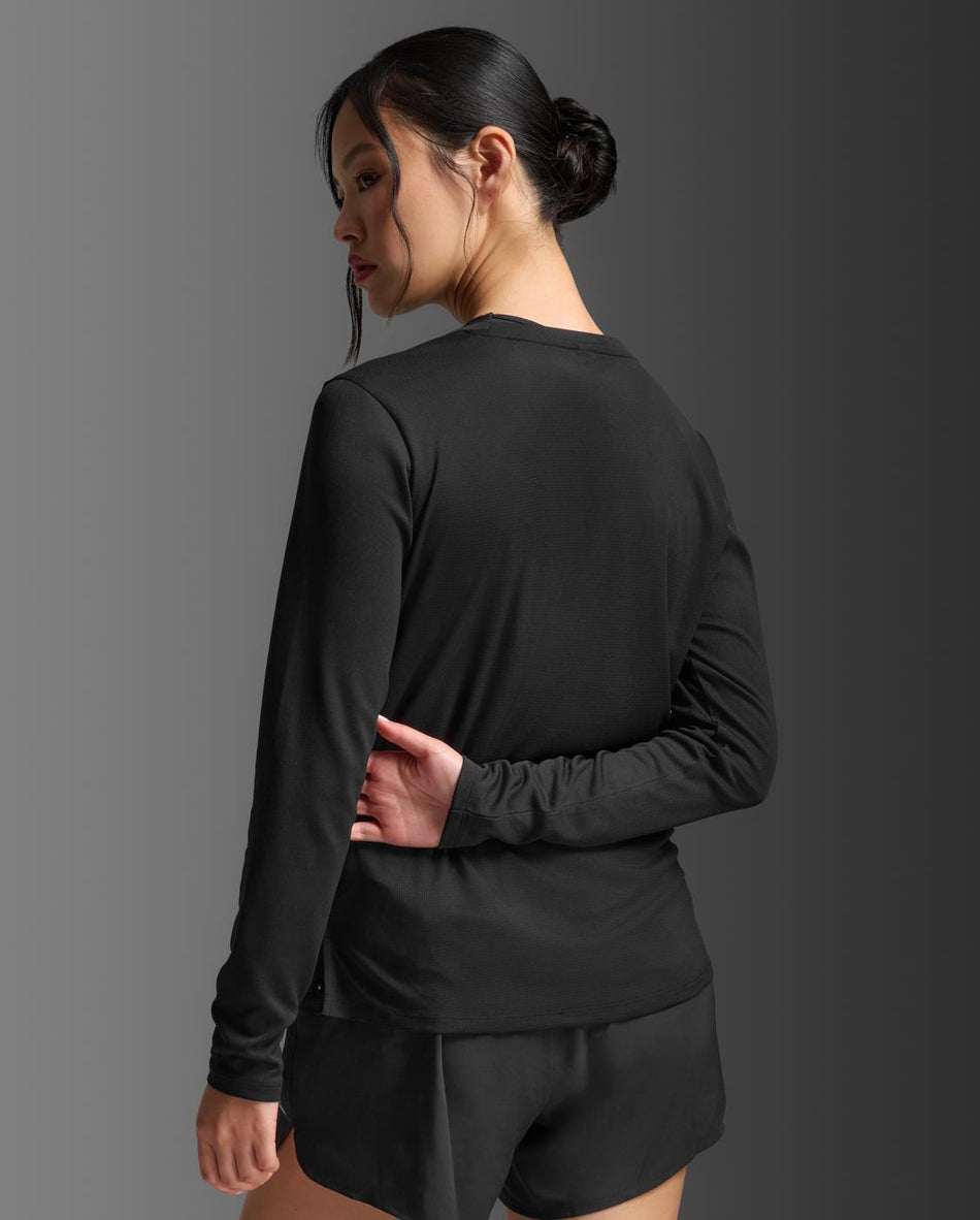 Ignition Aero Mesh Long Sleeve Laufshirt Damen - black/silver reflective