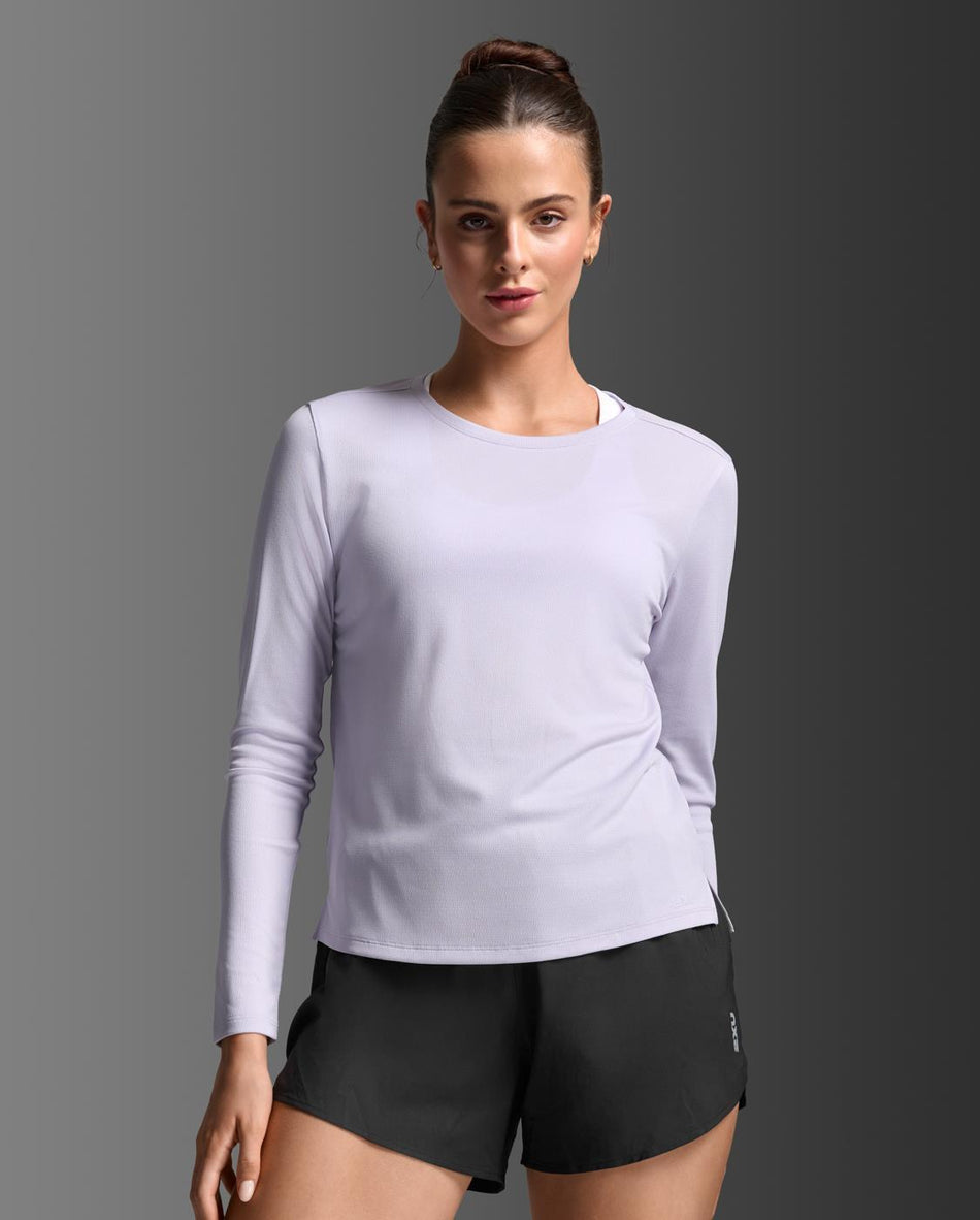 Ignition Aero Mesh Long Sleeve Laufshirt Damen - virtualviolet/violetreflectiv