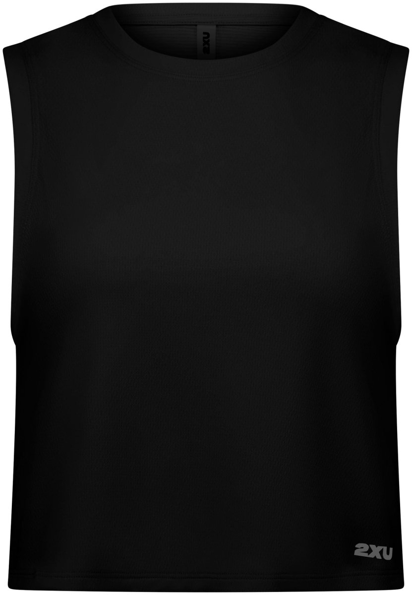 2XU - Aero Mesh Crop Tank Laufshirt Damen - black/silver reflective - 2X-WR7450A-BLK/SRF-XXS - Sportbrands24