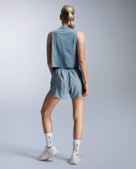 2XU - Aero Mesh Crop Tank Laufshirt Damen - blue shade/blue shade reflect - 2X-WR7450A-BSH/BSR-XXS - Sportbrands24