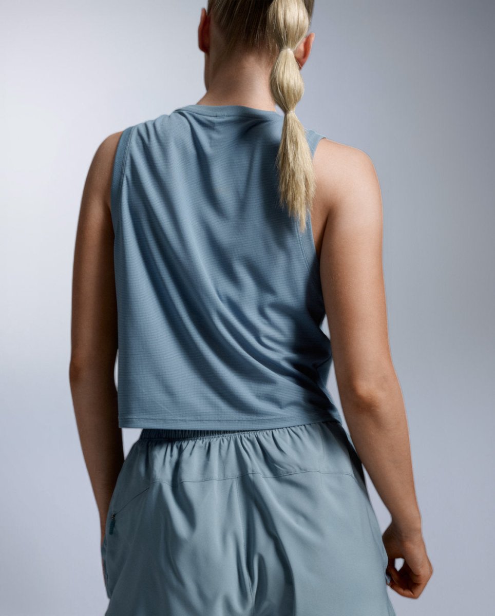 2XU - Aero Mesh Crop Tank Laufshirt Damen - blue shade/blue shade reflect - 2X-WR7450A-BSH/BSR-XXS - Sportbrands24