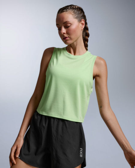 2XU - Aero Mesh Crop Tank Laufshirt Damen - lime zest/lime zest reflective - 2X-WR7450A-LMZ/LZR-XXS - Sportbrands24
