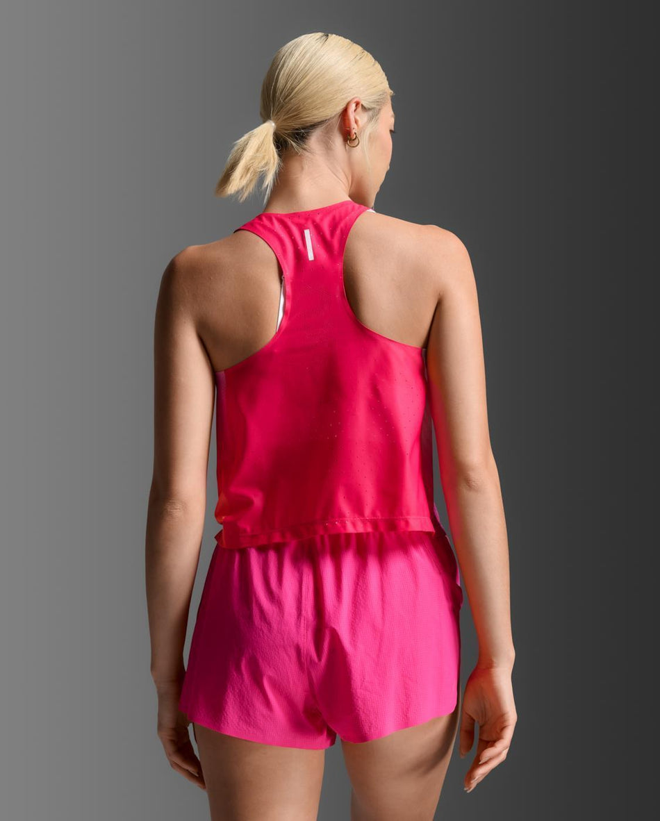 Light Speed React Crop Singlet Laufshirt Damen - fuchsia grad/white reflective